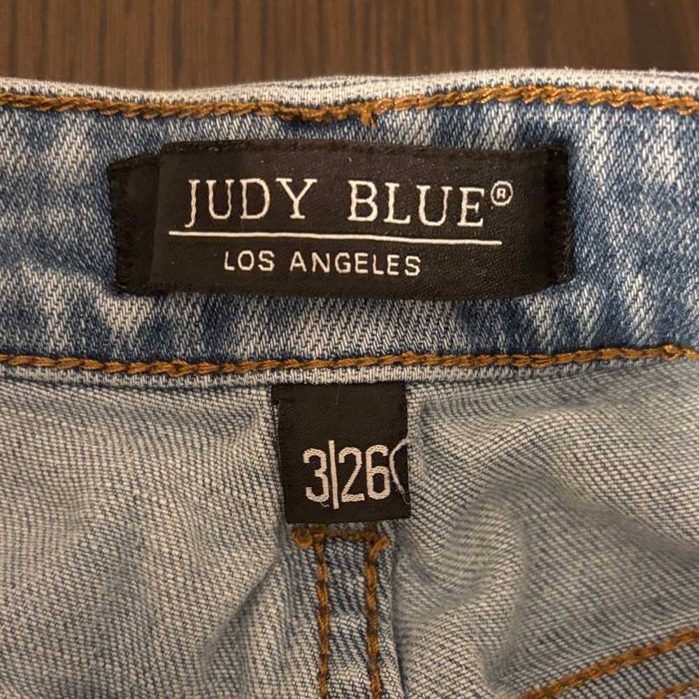Judy Blue Patchwork Boyfriend Jeans Size 3/26 Mid Rise Stretch Denim - Picture 2 of 8